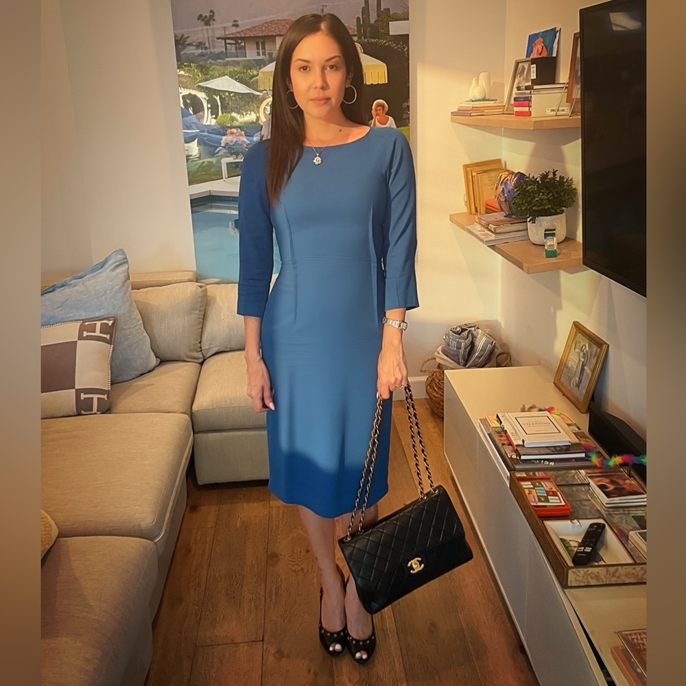 Fendi Silk Lined Blue Sheath Dress IT 38 Minimalist Designer